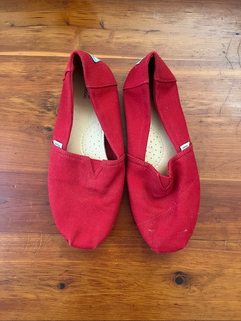 Tom’s classic  Red Canvas Slip-On Shoes